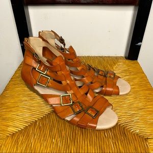 Restricted Leather Gladiator Sandals, Size 8